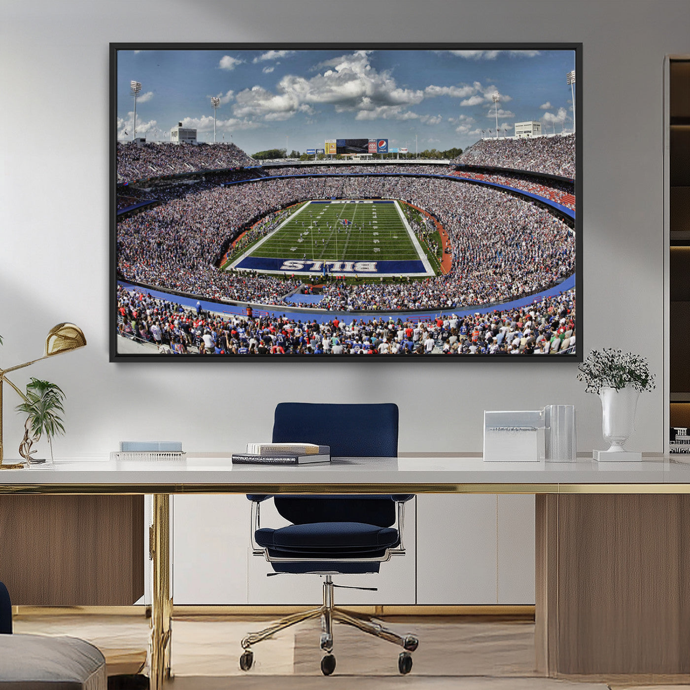 MGV-FC-36X24 - Buffalo Bills Highmark Stadium Wall Art Canvas Print - Bills Stadium Game Day Triple Canvas Wall Art - Buffalo Bills NFL Match