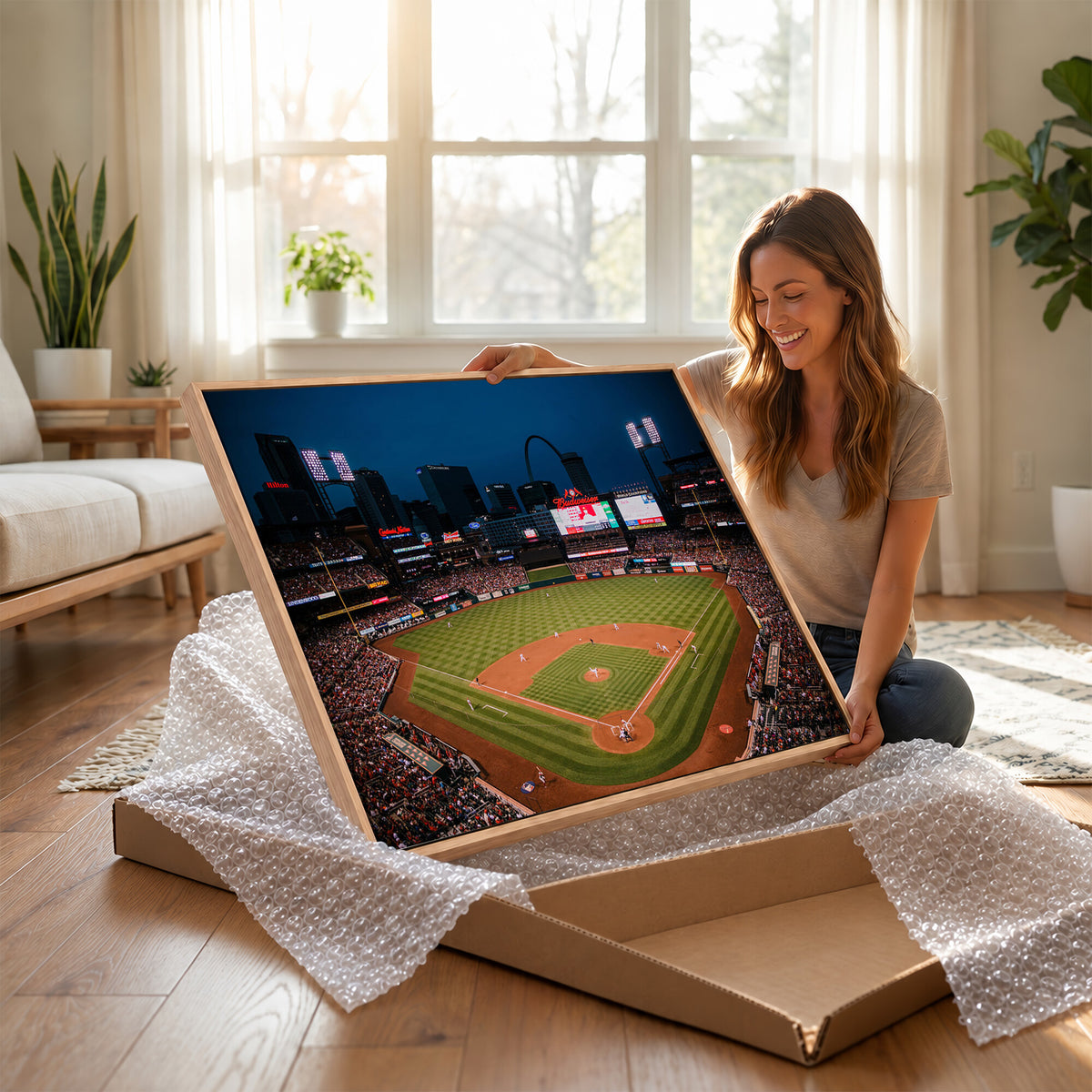 38612-MGV-CV-36X24 - St. Louis Cardinals Baseball Team Print - Busch Stadium Wall Art