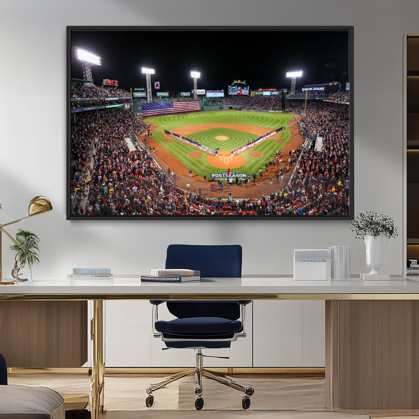 MGV-FC-36X24 - Fenway Park Wall Art Canvas Print | Large Baseball Stadium Canvas Print for Boston Red Sox Fans | Framed Ready-to-Hang Boston Sports Decor Artwork