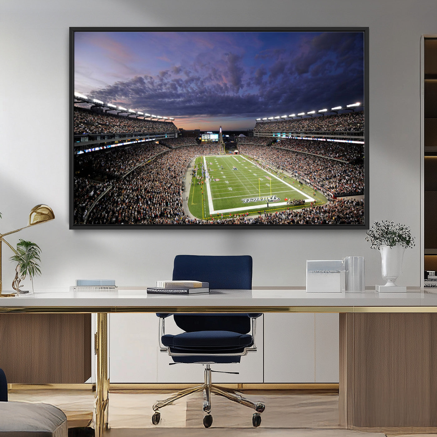 MGV-FC-36X24 - New England Patriots Football Team Print - Foxborough Gillette Stadium Wall Art Canvas Print