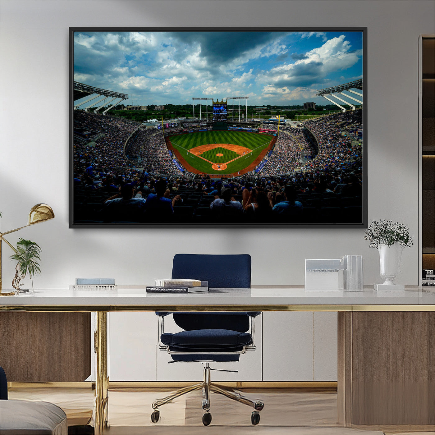 MGV-FC-36X24 - 3-Panel Kauffman Stadium Wall Art Print | Large Kansas City Royals Baseball Canvas Print for Sports