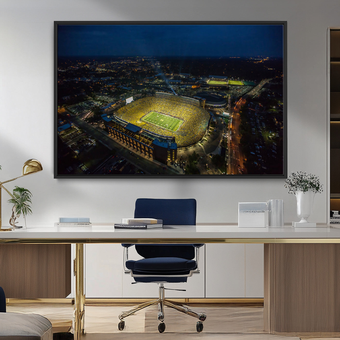 MGV-FC-36X24 - Michigan Wolverines Football Team Print - Michigan Stadium Wall Art Canvas Print