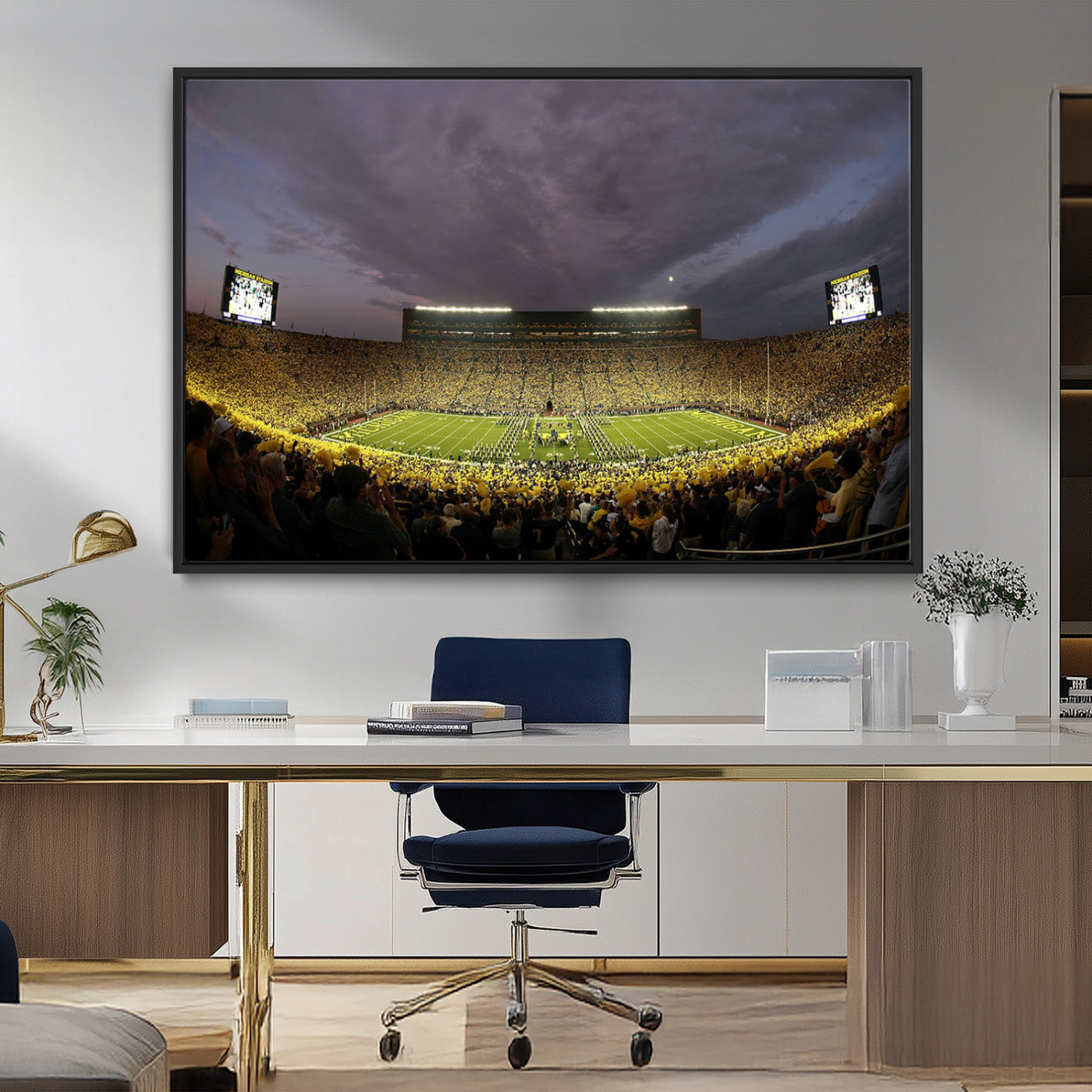 MGV-FC-36X24 - Michigan Wolverines Football Team Print - Michigan Stadium Wall Art Canvas Print