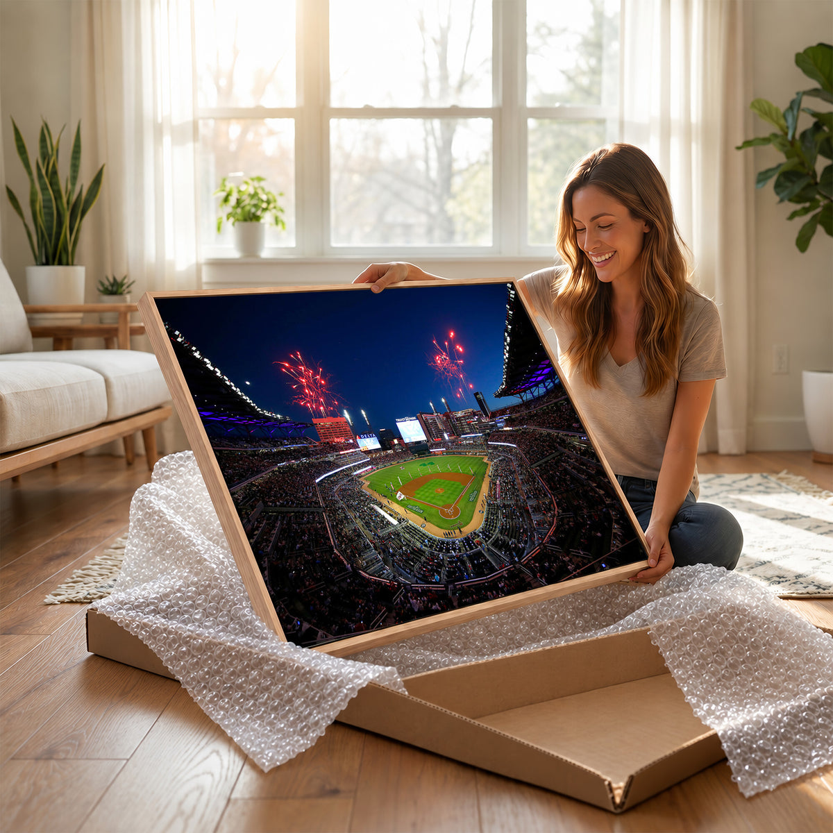 50582-MGV-CV-36X24 - Truist Park Atlanta Braves Baseball Stadium Wall Art Print | Large 3-Panel Canvas Print for Sports