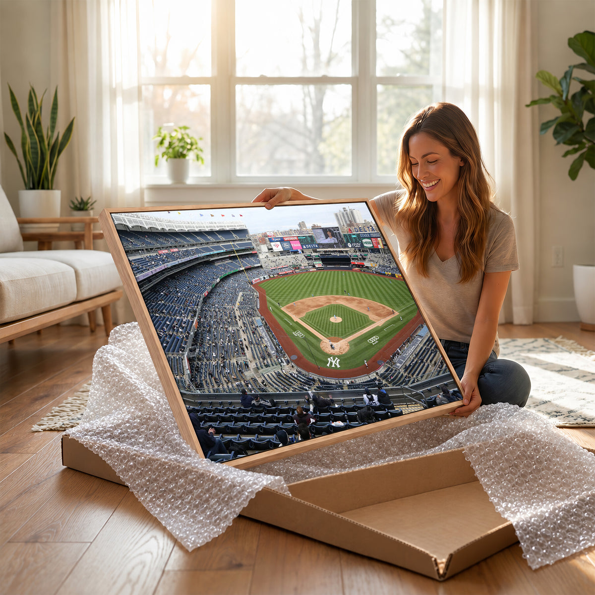 45784-MGV-CV-36X24 - New York Yankees Baseball Team Print, Yankee Stadium Wall Art Canvas Print