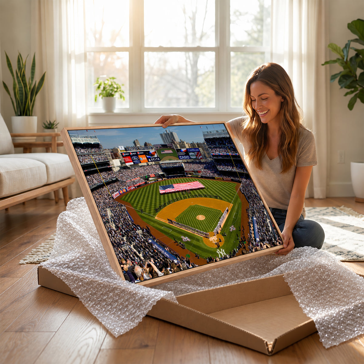20879-MGV-CV-36X24 - Yankee Stadium New York Wall Art Print | 3-Panel Canvas Print of Yankees Baseball Stadium