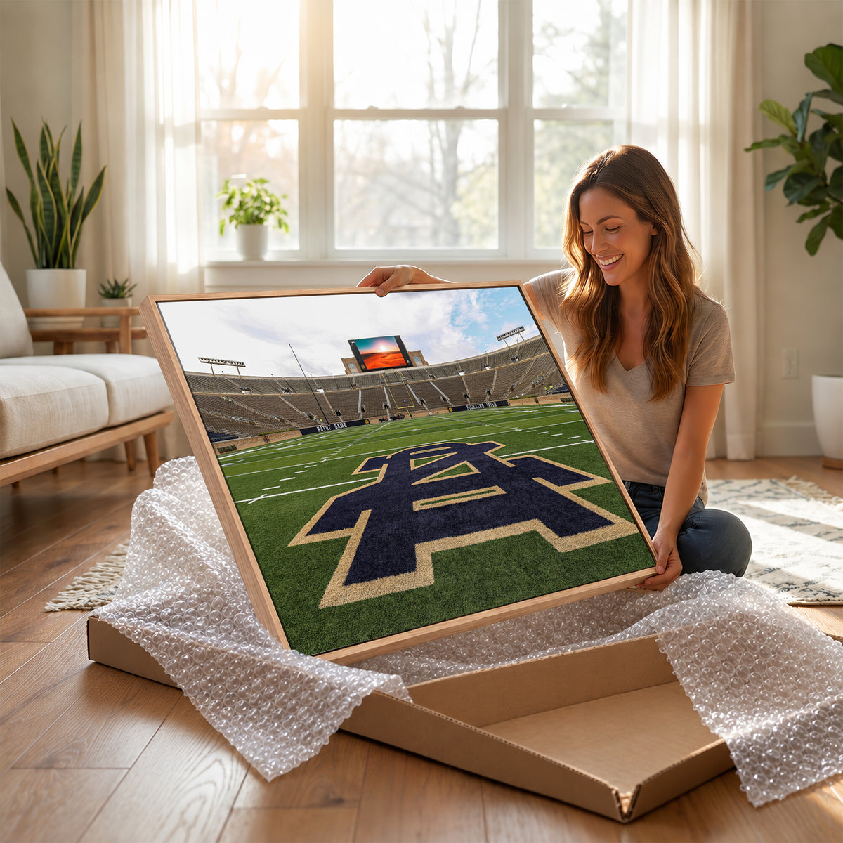 52835-MGV-CV-36X24 - Notre Dame Stadium Giclee Canvas Print | Triptych Wall Art Featuring Iconic Notre Dame Football