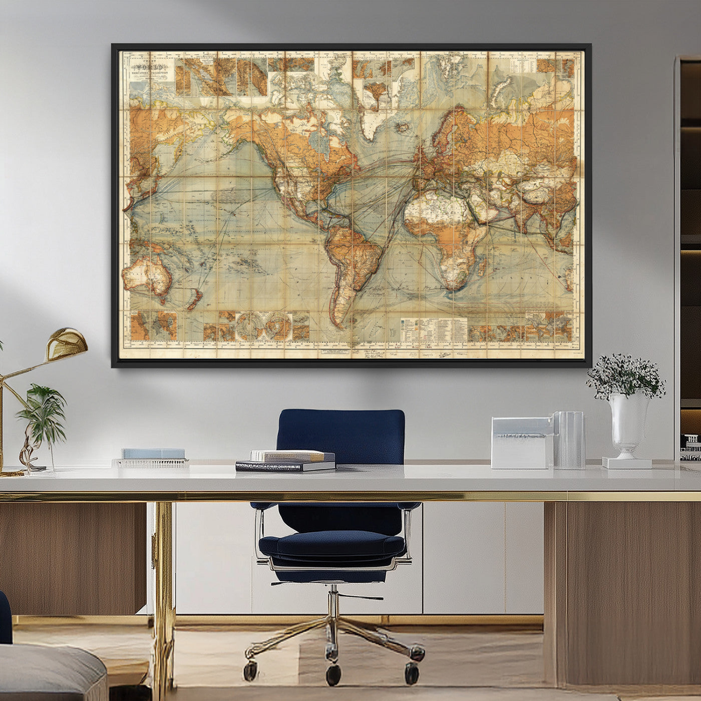 MGV-FC-36X24 - Push Pin World Map Canvas Print – Framed Wall Art for Couples to Track Their Travels – Anniversary