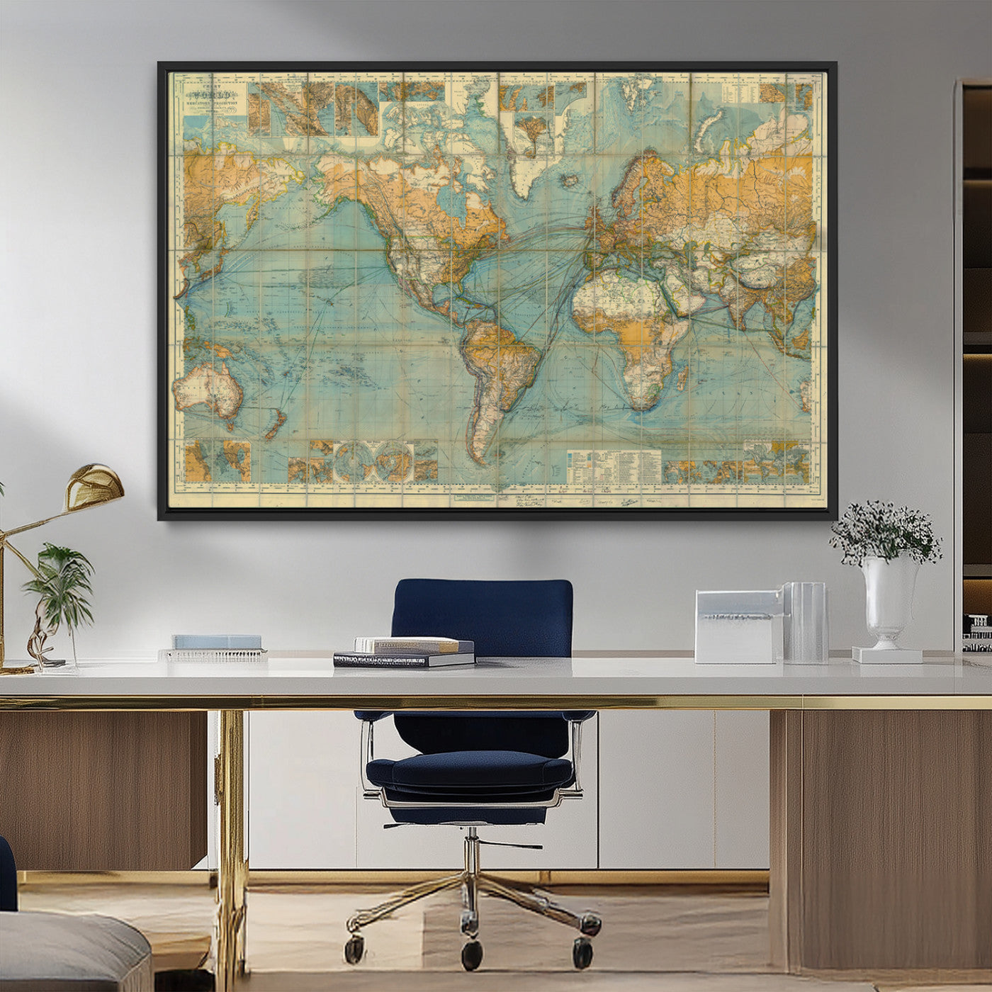 MGV-FC-36X24 - Push Pin World Map Canvas Print – Framed Wall Art for Couples to Track Their Travels – Anniversary