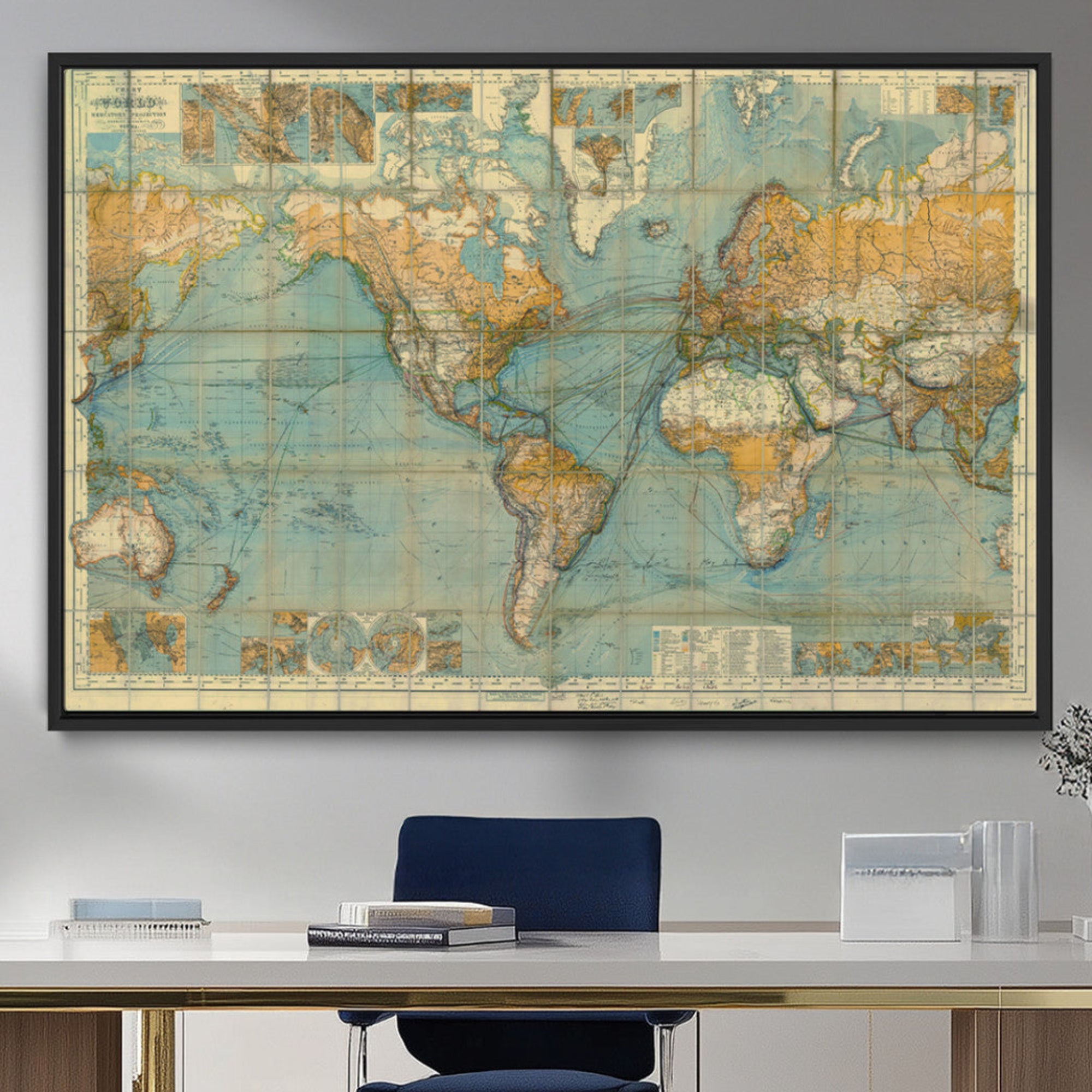 25961-MGV-FC-36X24_Black-Push Pin World Map Canvas Print – Travel Tracker Wall Art for Couples, Perfect Anniversary Gift for Home or Office Decor