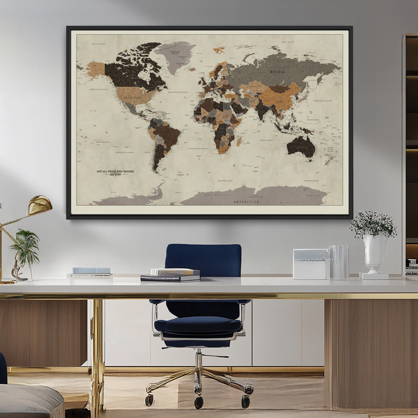 MGV-FC-36X24 - Push Pin World Map Canvas Print – Framed Wall Art for Couples to Track Their Travels – Anniversary