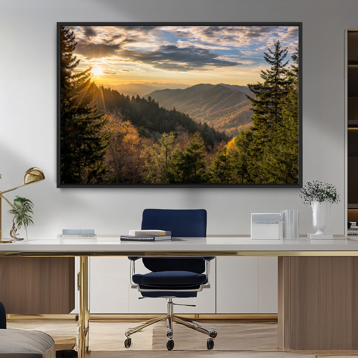 MGV-FC-36X24 - Sunrise Over the Smoky Mountains Canvas Wall Art – Breathtaking Scenic Landscape Photography in a