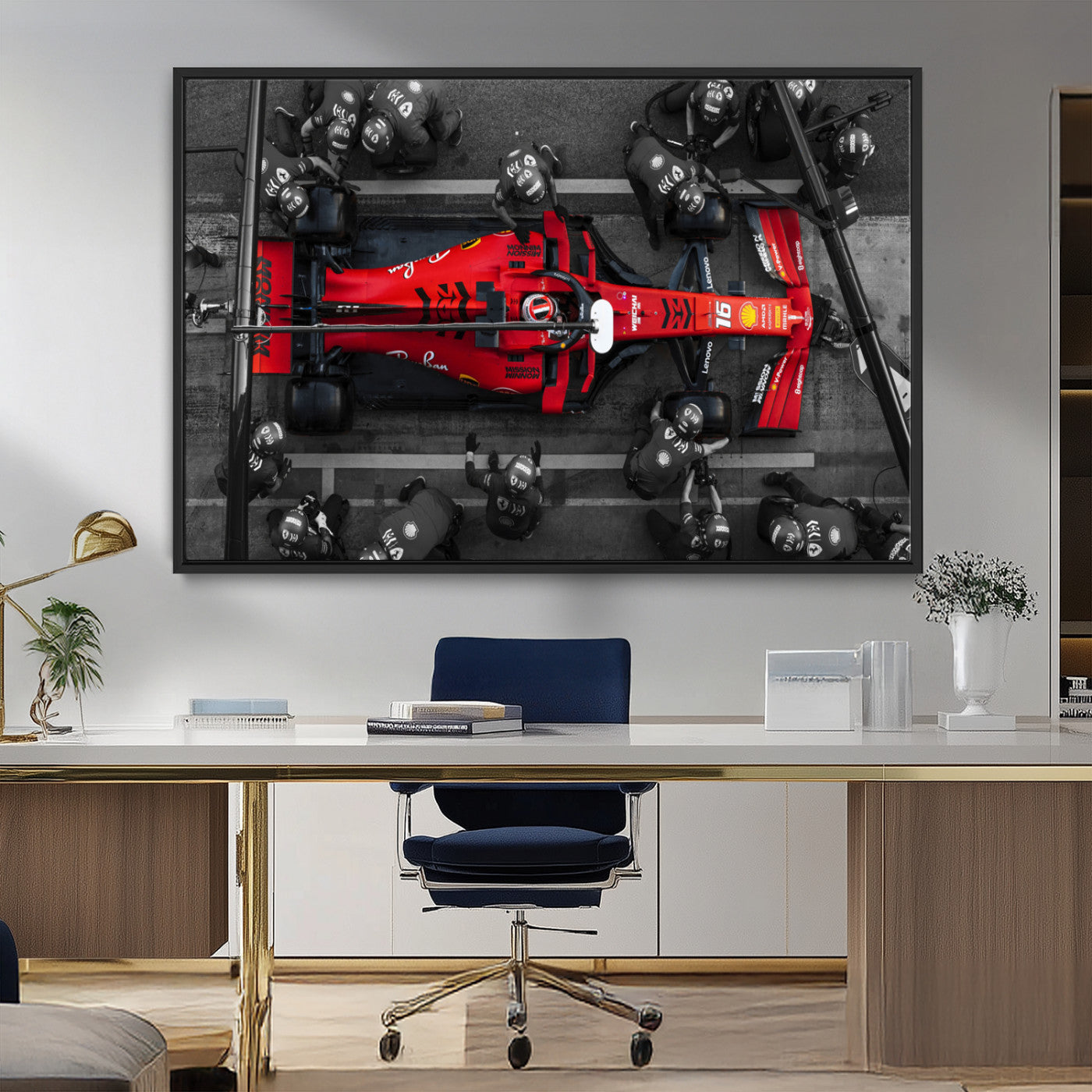 MGV-FC-36X24 - Ferrari Pit Stop Canvas Wall Art – Precision and Speed Captured in Bold Motorsport Imagery – Ready