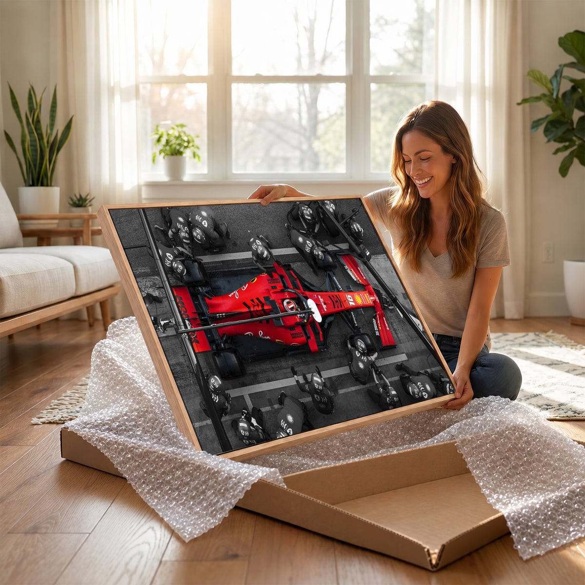 99356-MGV-CV-36X24 - Ferrari Pit Stop Canvas Wall Art | Precision and Speed