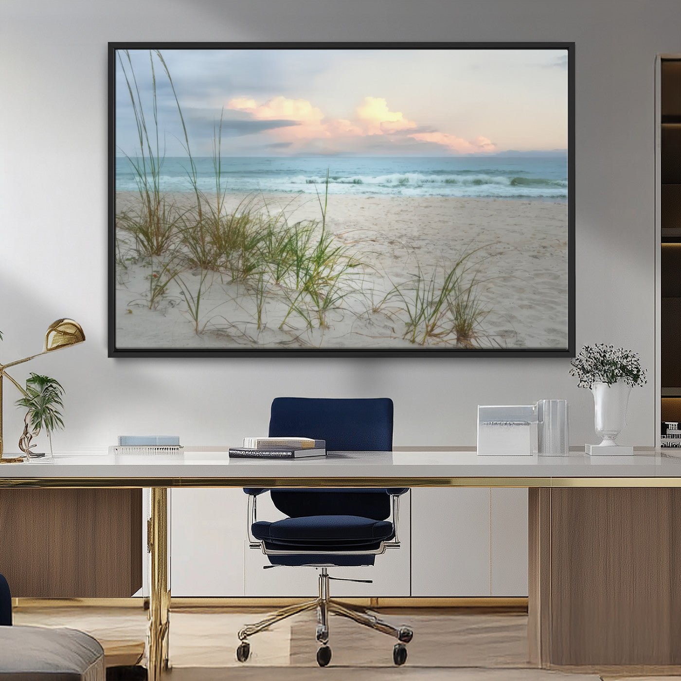 MGV-FC-36X24 - Flight Over Coastal Beach Landscape, Flight Over Coastal Beach Print Canvas Wall Art