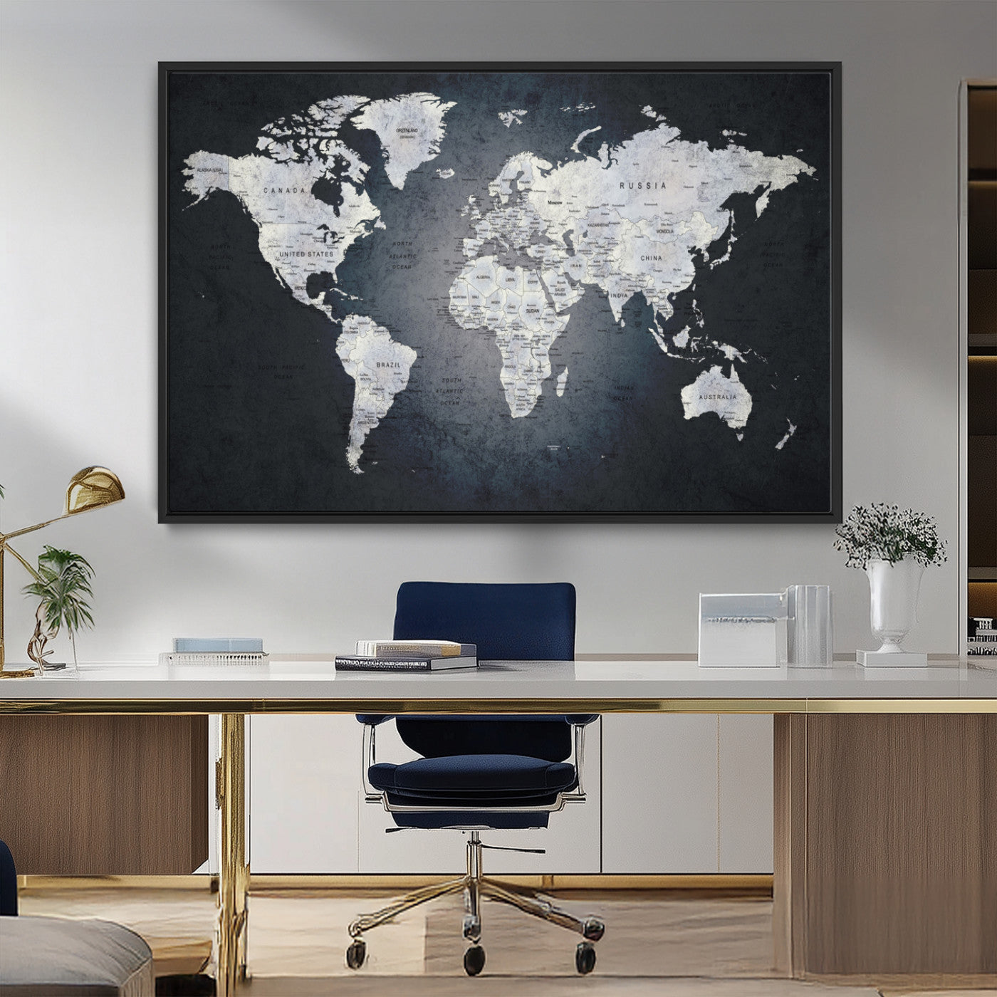 MGV-FC-36X24 - World Map Wall Art Canvas Print for Home and Office Decor