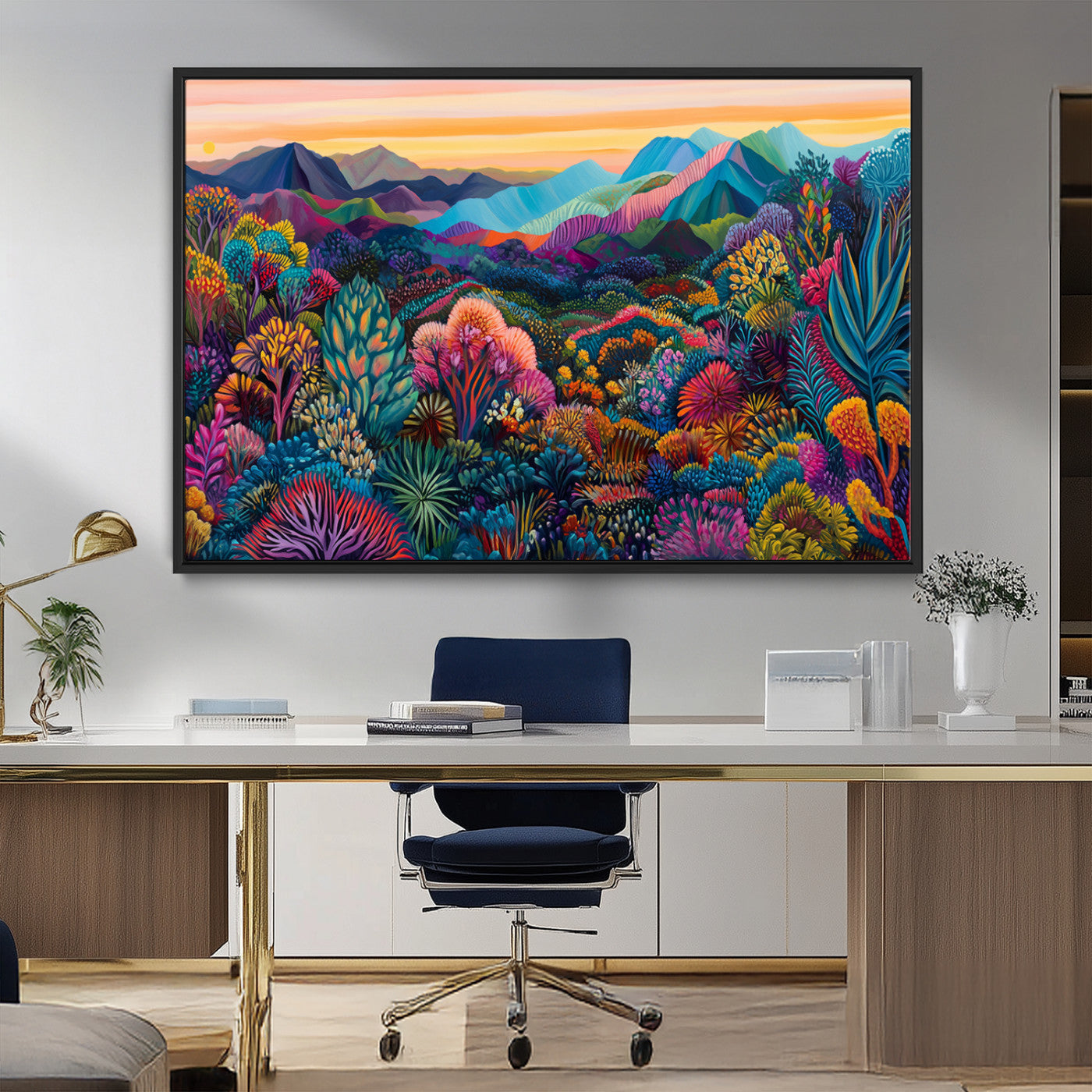 MGV-FC-36X24 - Colorful Abstract Landscape Wall Art Print Canvas - Vibrant Modern Decor for Living Room, Office, or