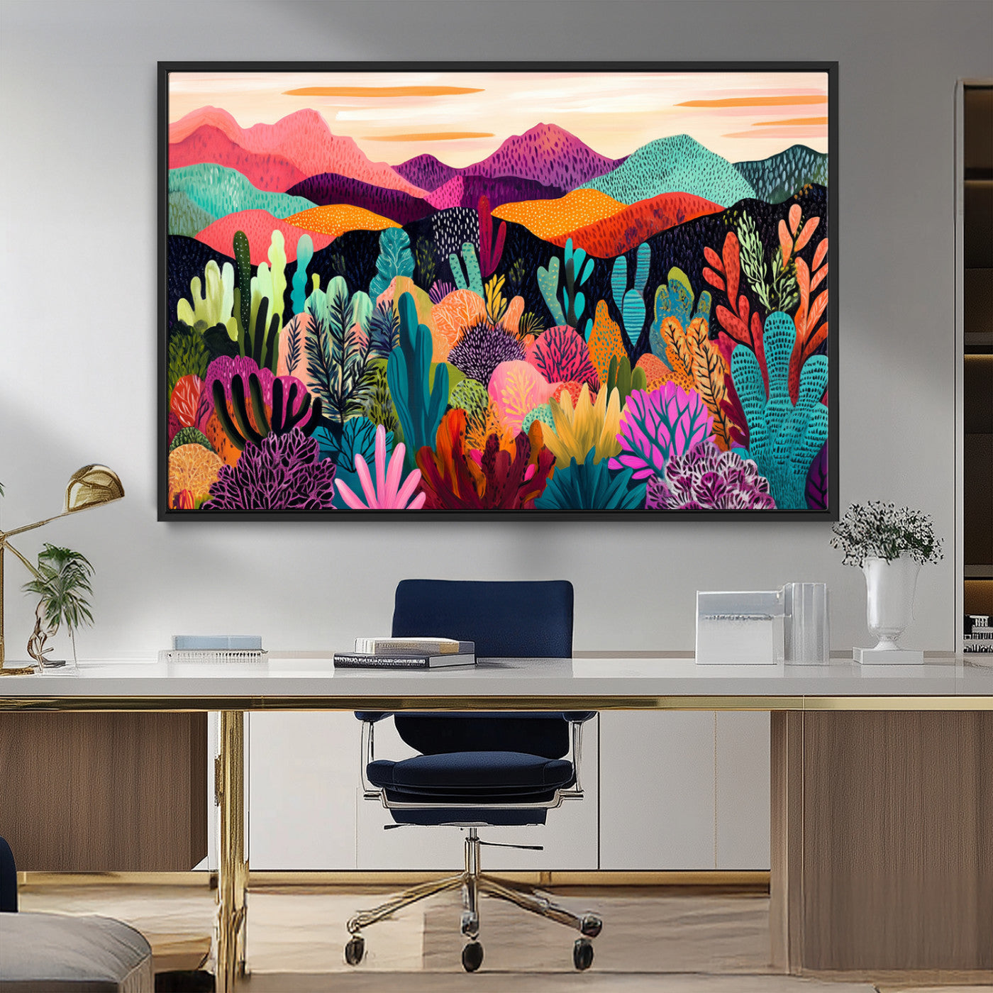MGV-FC-36X24 - Abstract Kusama Print - Landscape Canvas Wall Art Print - Vibrant Modern Decor for Living Room,