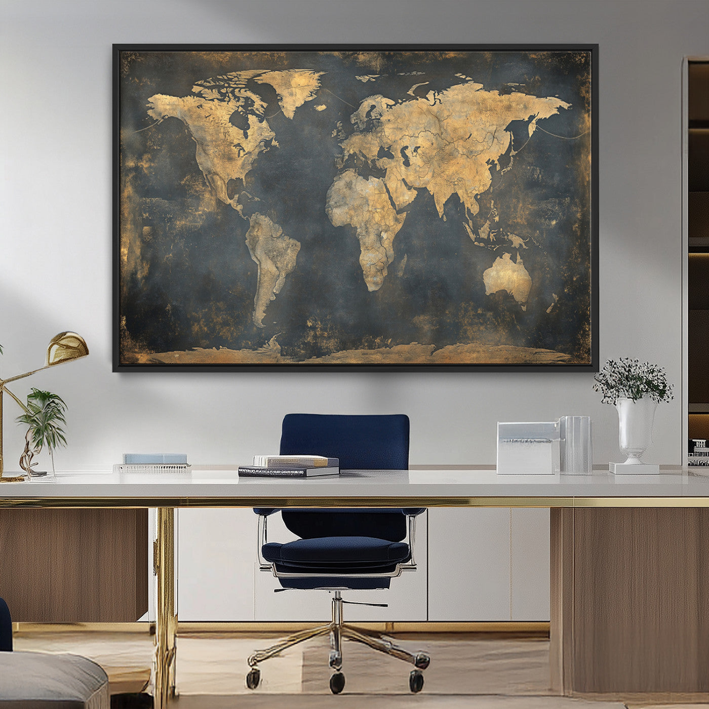 MGV-FC-36X24 - Push Pin World Map Canvas Print – Framed Wall Art for Couples to Track Their Travels – Anniversary