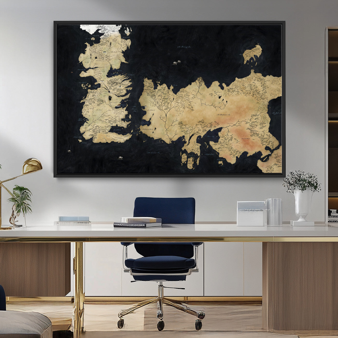 MGV-FC-36X24 - Push Pin World Map Canvas Print – Framed Wall Art for Couples to Track Their Travels – Anniversary