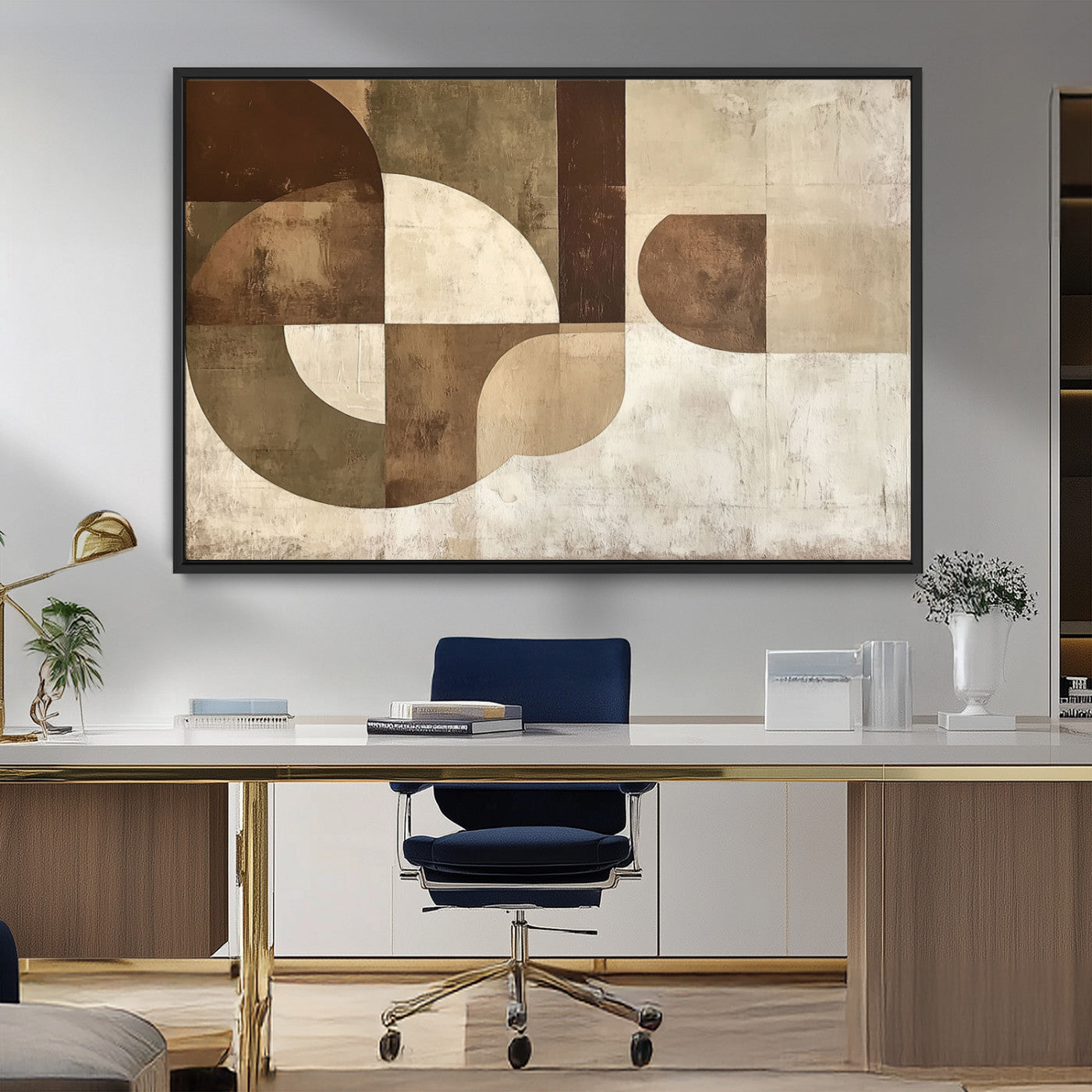 MGV-FC-36X24 - Wabi Sabi Geometric Wall Art | Abstract Modern Minimalist Canvas Print with Neutral Mid Century Art