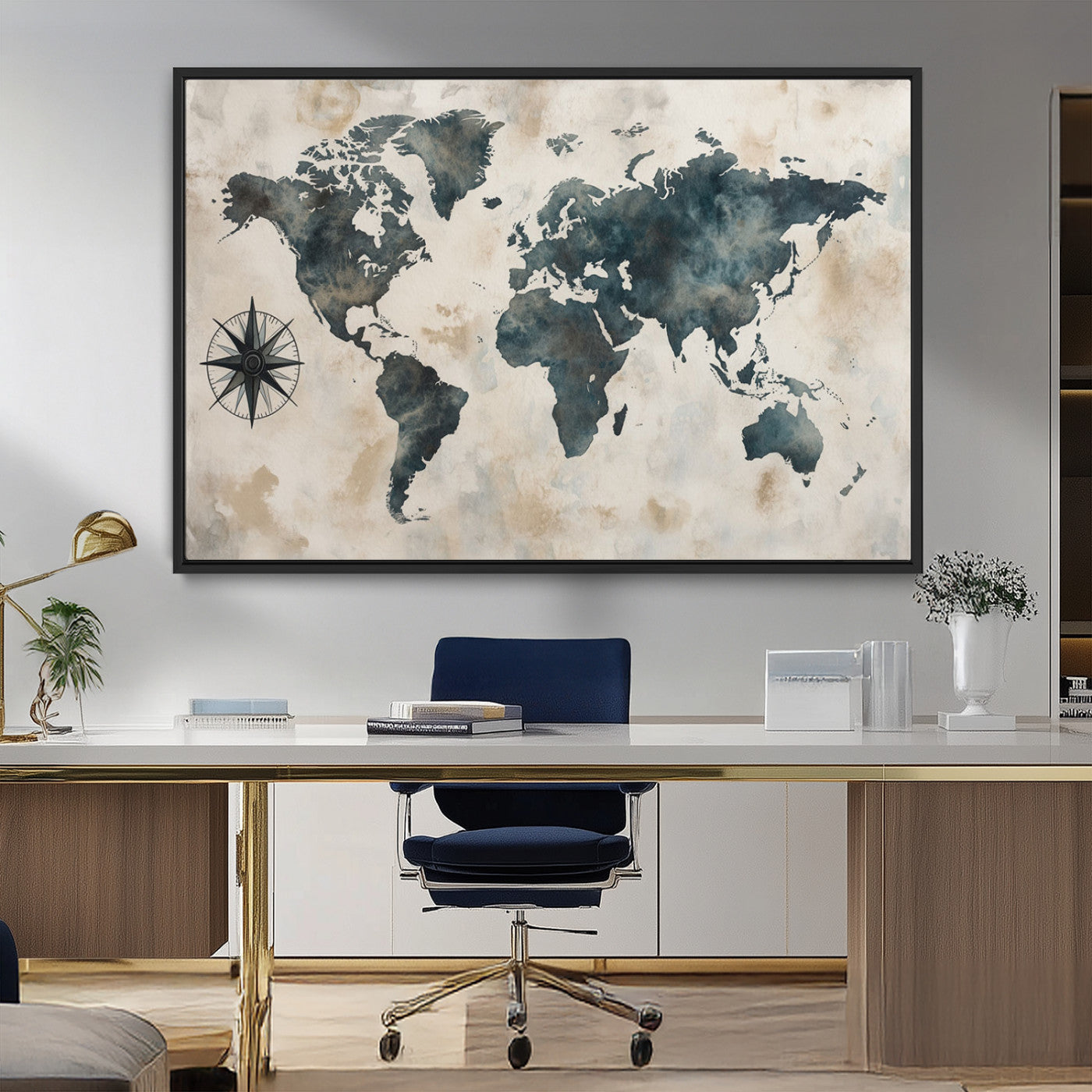 MGV-FC-36X24 - Push Pin World Map Canvas Print – Framed Wall Art for Couples to Track Their Travels – Anniversary