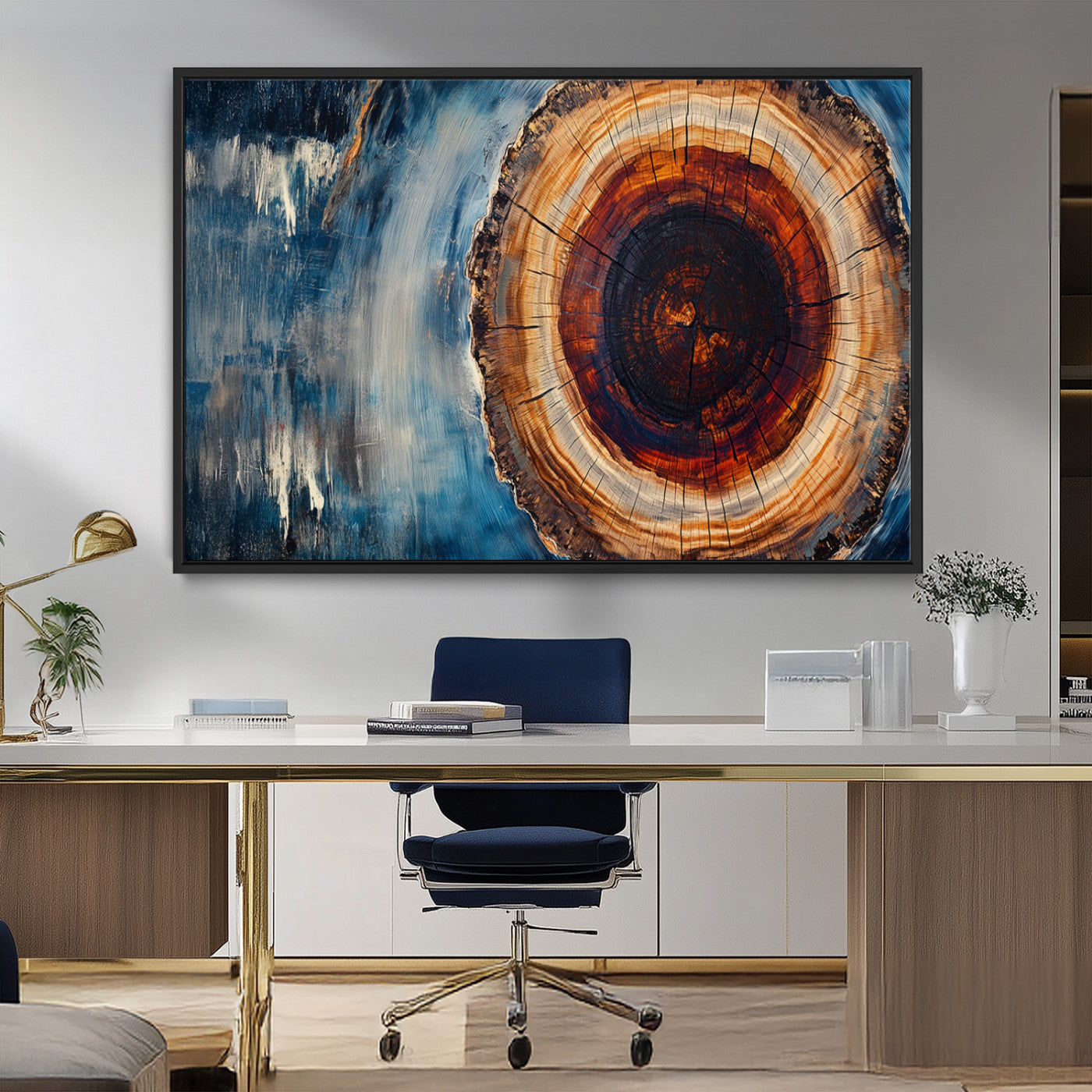 MGV-FC-36X24 - Abstract Tree Rings Wall Art Canvas Print - Wood Grain Rings Canvas Print - Nature Woodland Wall