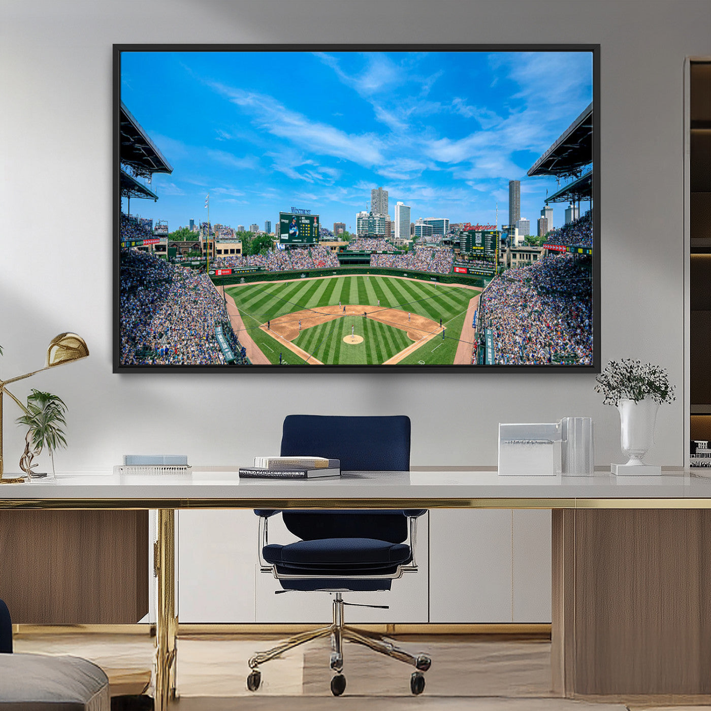 MGV-FC-36X24 - Wrigley Field Chicago Cubs Panoramic Art Multi Piece Canvas - Iconic Baseball Stadium Print for