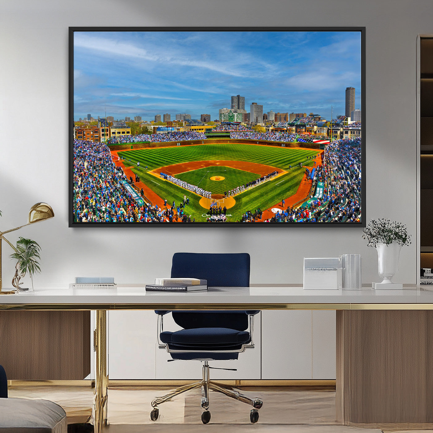 MGV-FC-36X24 - Wrigley Field Chicago Cubs Panoramic Multi Piece Canvas Wall Art - Iconic Baseball Stadium Canvas