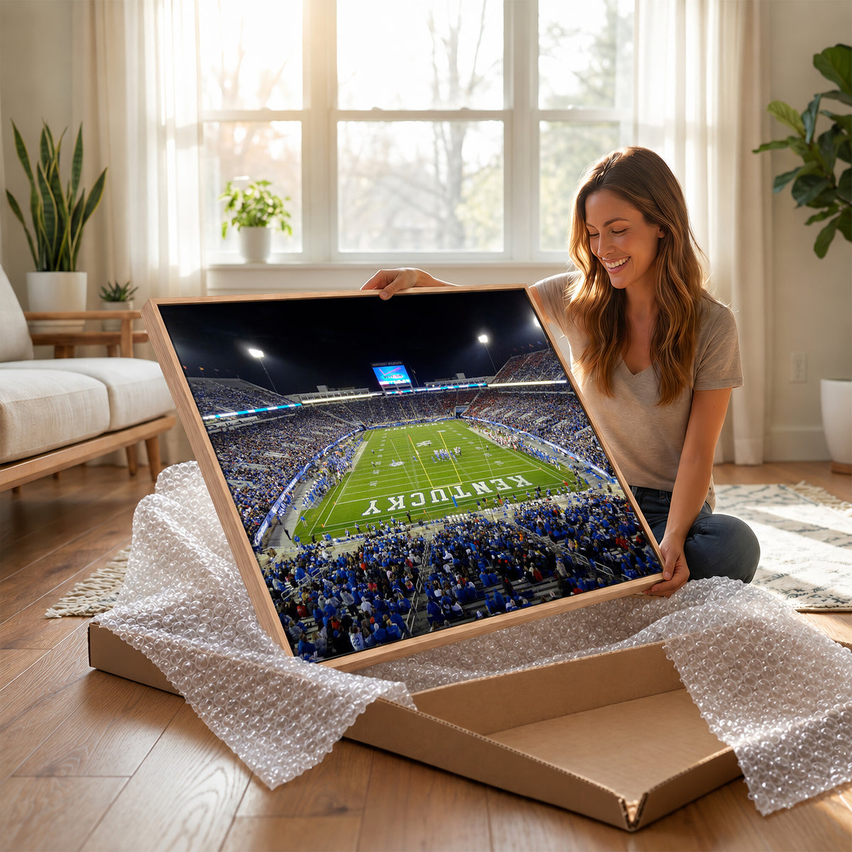 14304-MGV-CV-36X24 - Kroger Field Canvas Wall Art, Kentucky Stadium Wall Art, Framed and Ready to Hang