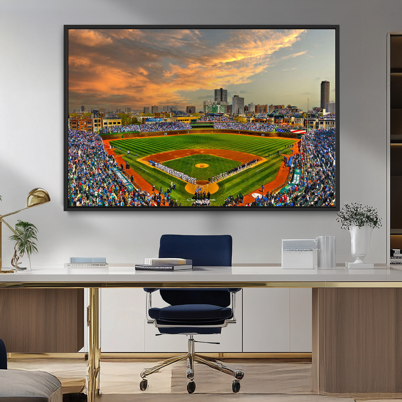 MGV-FC-36X24 - Chicago Wrigley Field Canvas Wall Art - Iconic Baseball Stadium Art Print - Wrigley Field Chicago