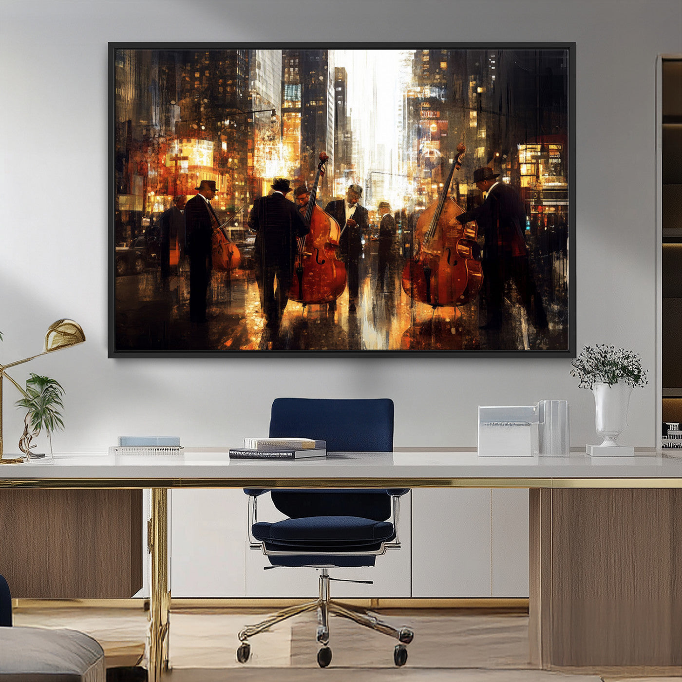 MGV-FC-36X24 - Abstract Jazz Art Wall Art Canvas Print - Framed Abstract Music Canvas - Colorful Instrument Poster
