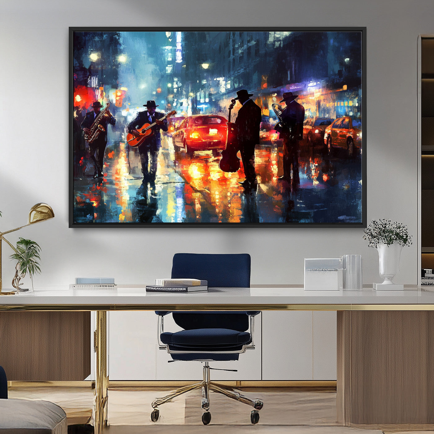 MGV-FC-36X24 - African American Jazz Canvas - Abstract Music Wall Art Print - Abstract Jazz Wall Art Framed Prints