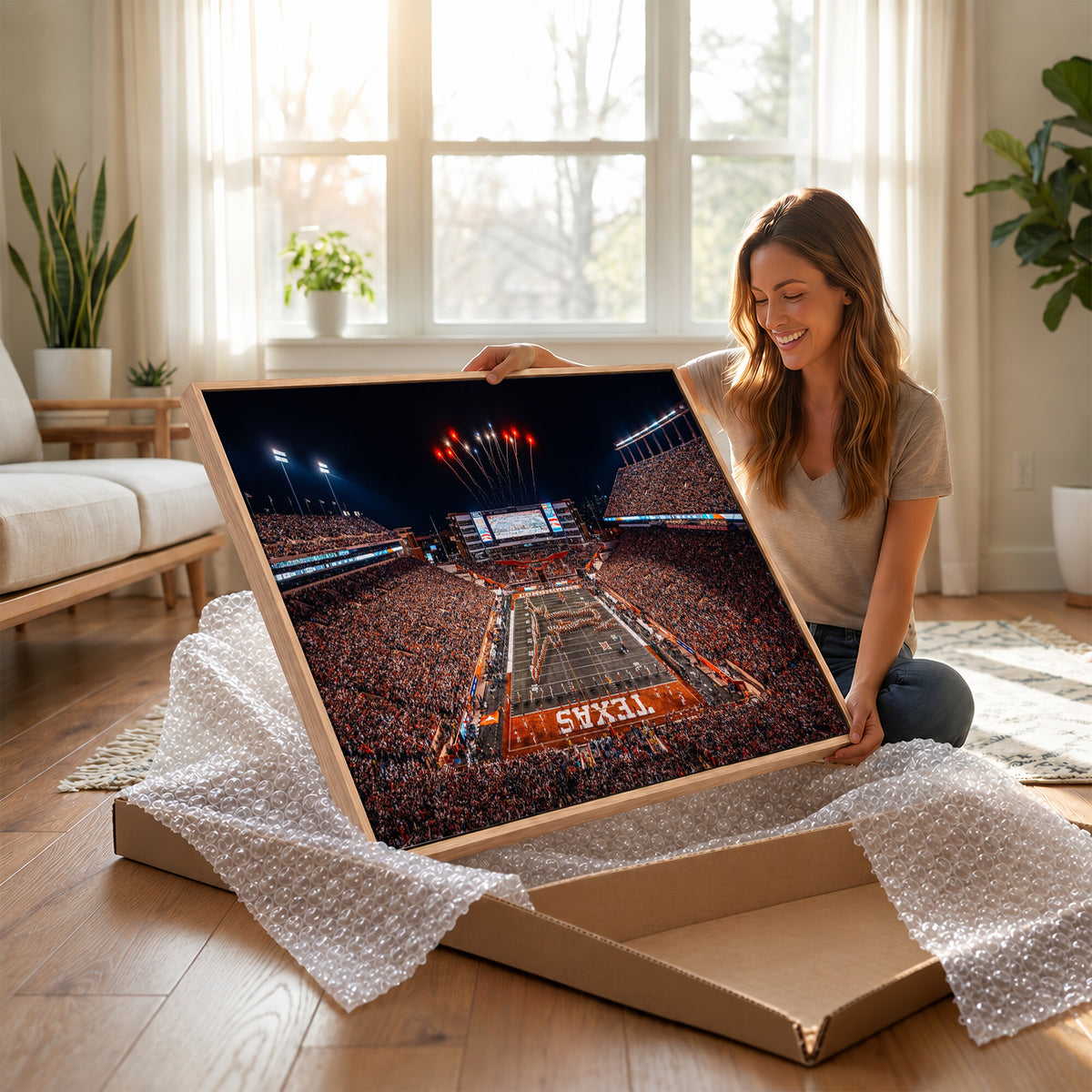 58778-PAN-FL-20X10 - Darrell K Royal Memorial Stadium | Texas Longhorns | Print Decor Wall Art Design for Home & Office Decoration