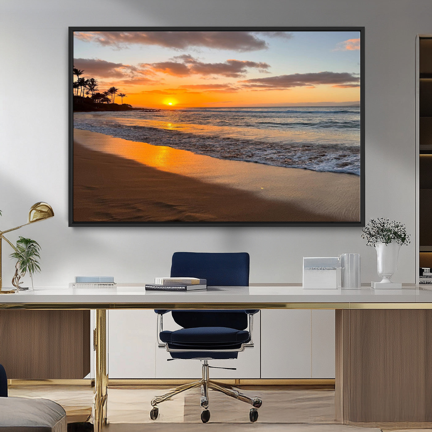 MGV-FC-36X24 - Sunset Wall Art Print - Stunning Beach Sunset Canvas Artwork for Elegant Home or Office Coastal