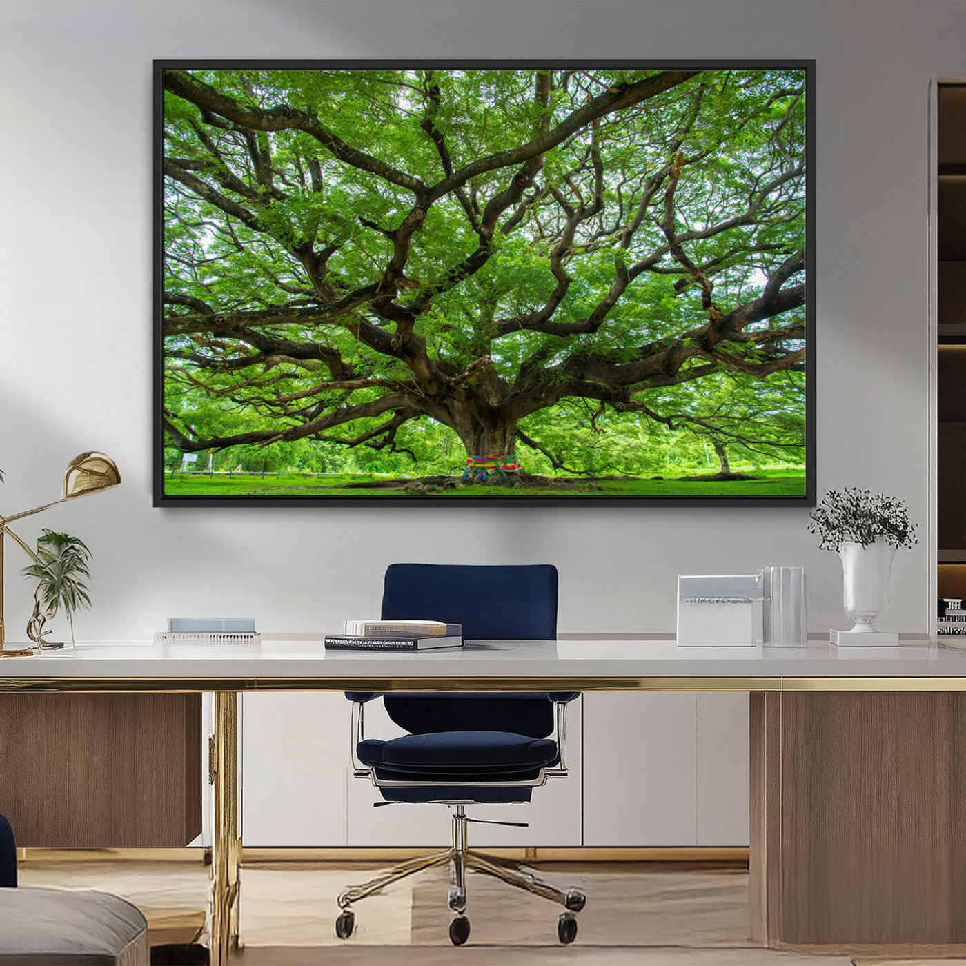 MGV-FC-36X24 - Oak Tree Wall Art Print, Forest Canvas Wall Art for Home and Office, Framed Angel Oak Tree Canvas