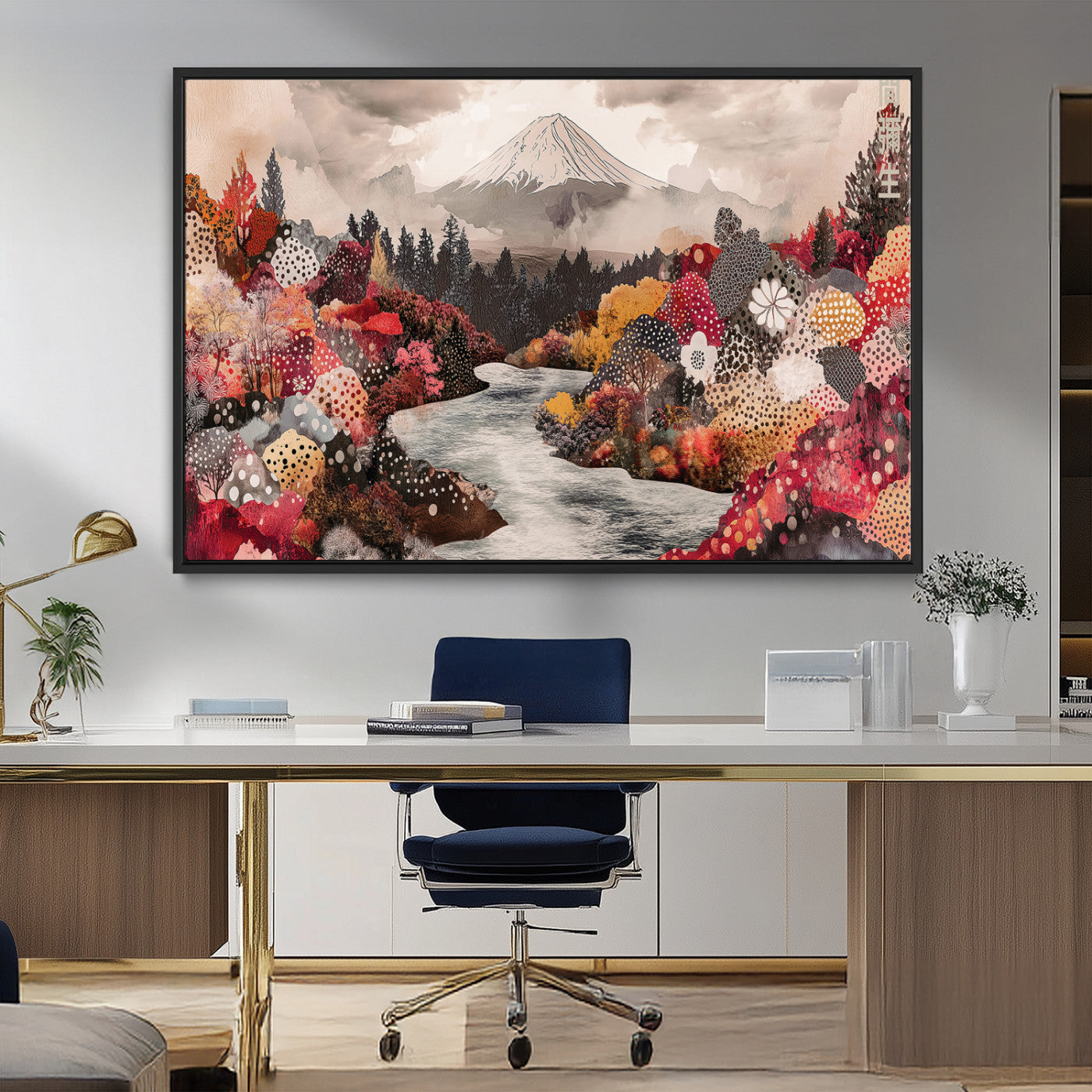 MGV-FC-36X24 - Mountain Wall Art Wall Art Canvas Print, Framed Autumn Forest Art Picture Print, Cottagecore Landscape Perfect Cottagecore Boho Decor Artwork