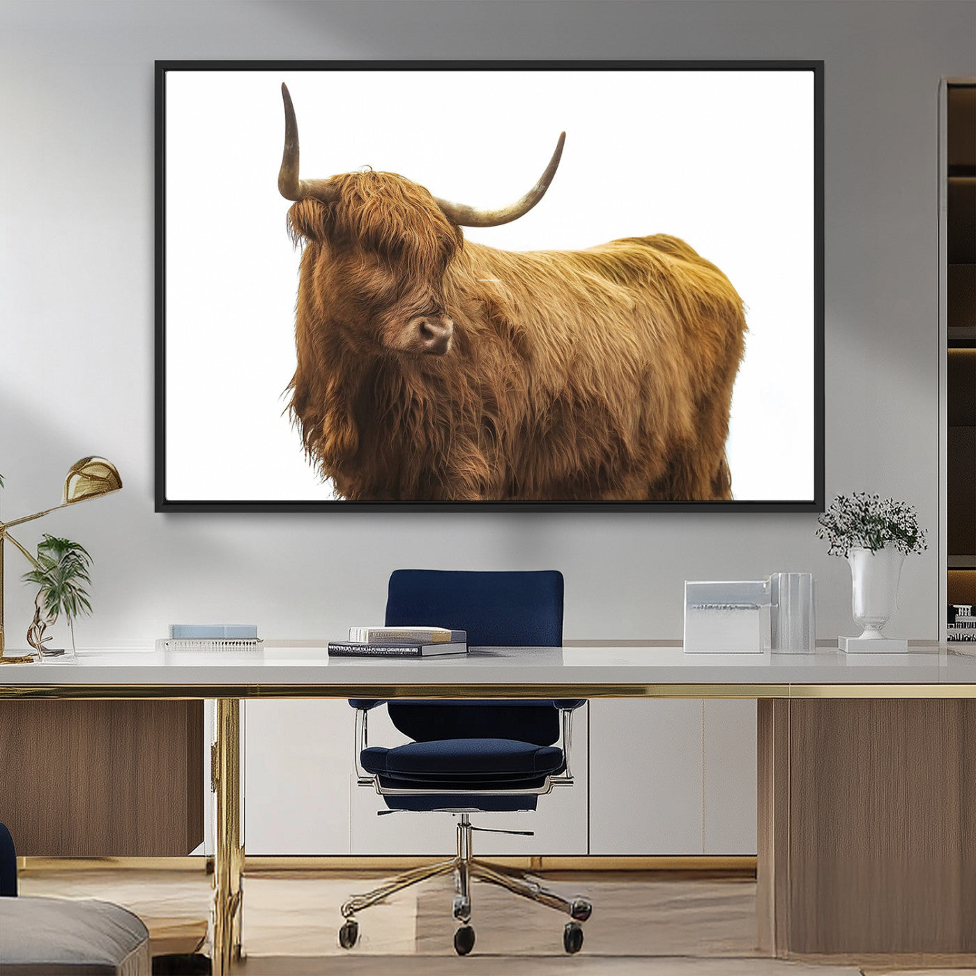 MGV-FC-36X24 - Highland Cow Wall Art Canvas Print, Framed Farmhouse Wall Art Art Picture Print, Rustic Animal Decor Perfect Rustic Farmhouse Decor Artwork