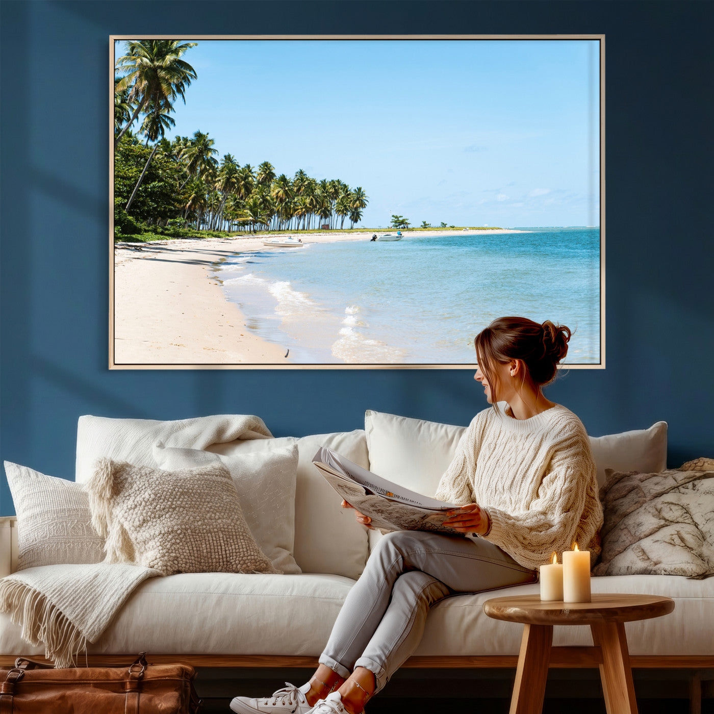 37858872-MGV-CV-36X24 - Palm Tree Paradise Coastal Wall Art – Beach Scene and Ocean Breeze Canvas Print Tranquil Tropical Shore Decor for Living Room, Bedroom or Office