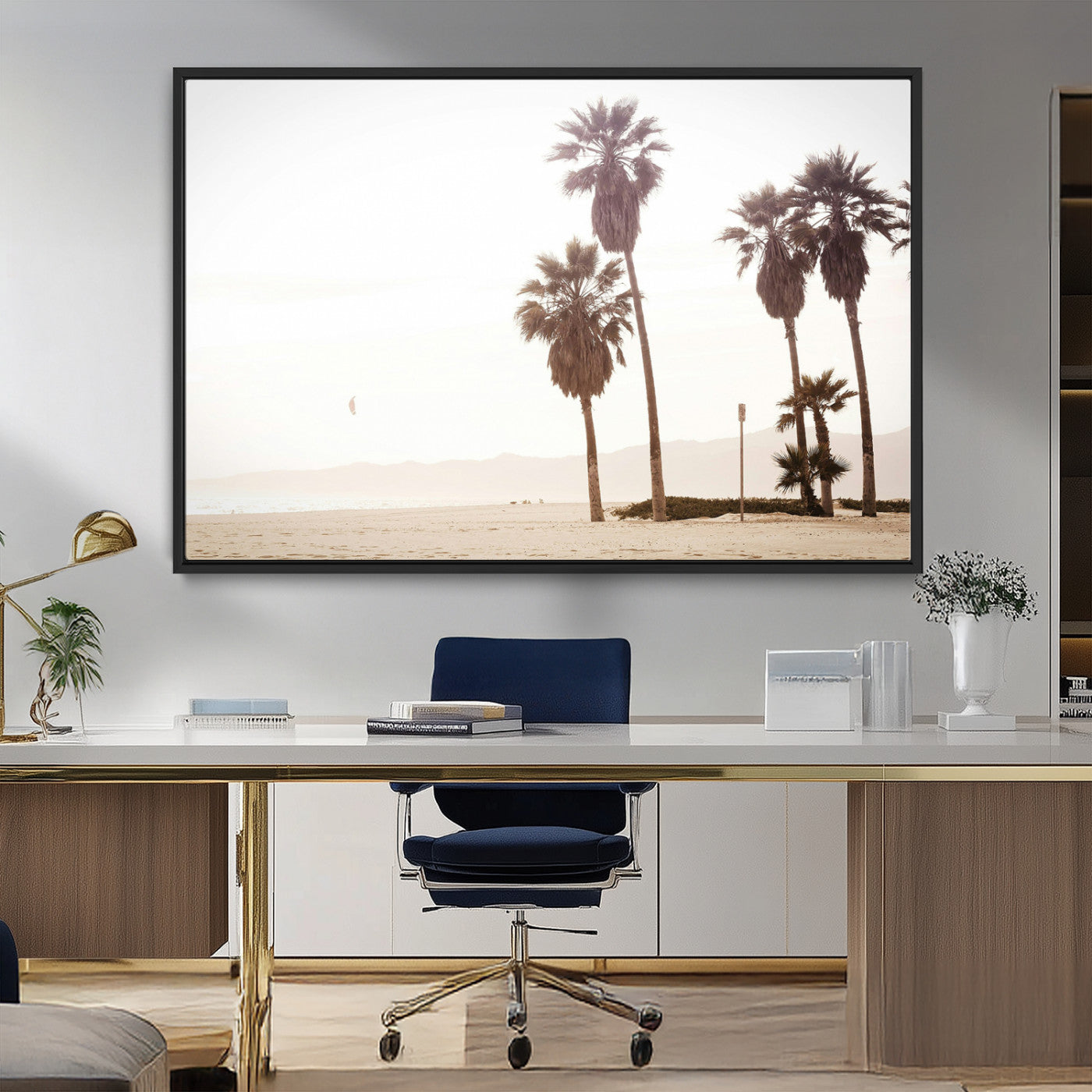 MGV-FC-36X24 - Coastal Light Wall Art Canvas Print, Framed Relaxing Shoreline Art Picture Print, Minimalist Ocean Perfect Tropical Serenity Decor Artwork