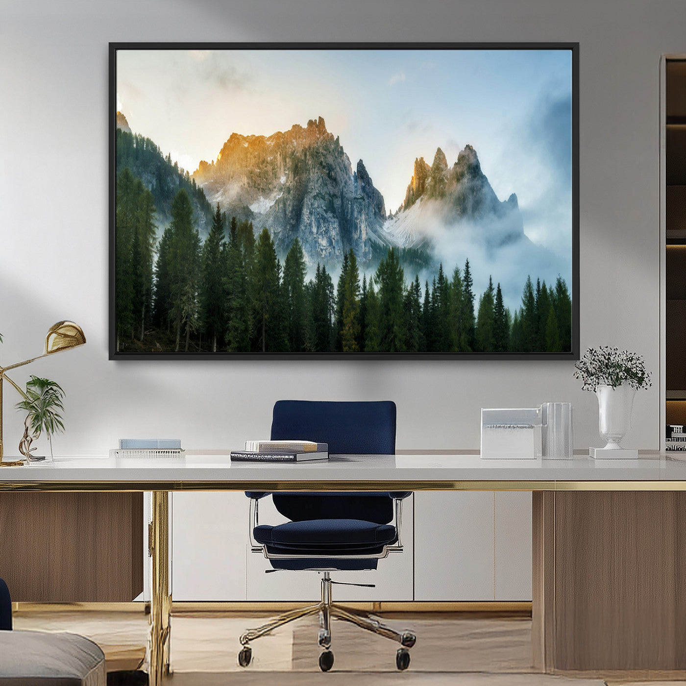 MGV-FC-36X24 - Wilderness Wall Art Wall Art Canvas Print, Framed Nature Landscape Decor Art Picture Print, Misty Forest Photography Perfect Rustic Nature Decor Artwork