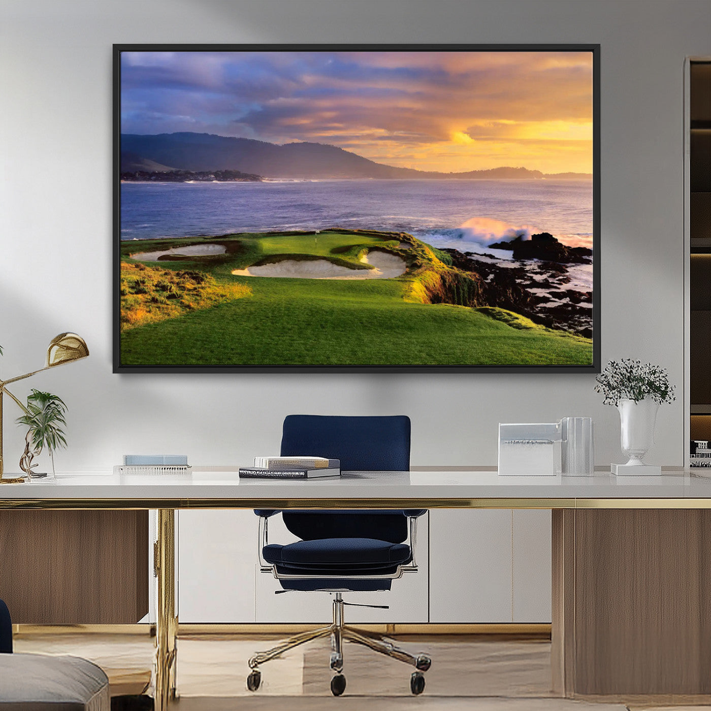 73699248-MGV-CV-36X24-Pebble Beach Golf Links Wall Art Canvas Print – Iconic Coastal Golf Course Artwork, Perfect for Office, Man Cave, or Golf Lover’s Decor