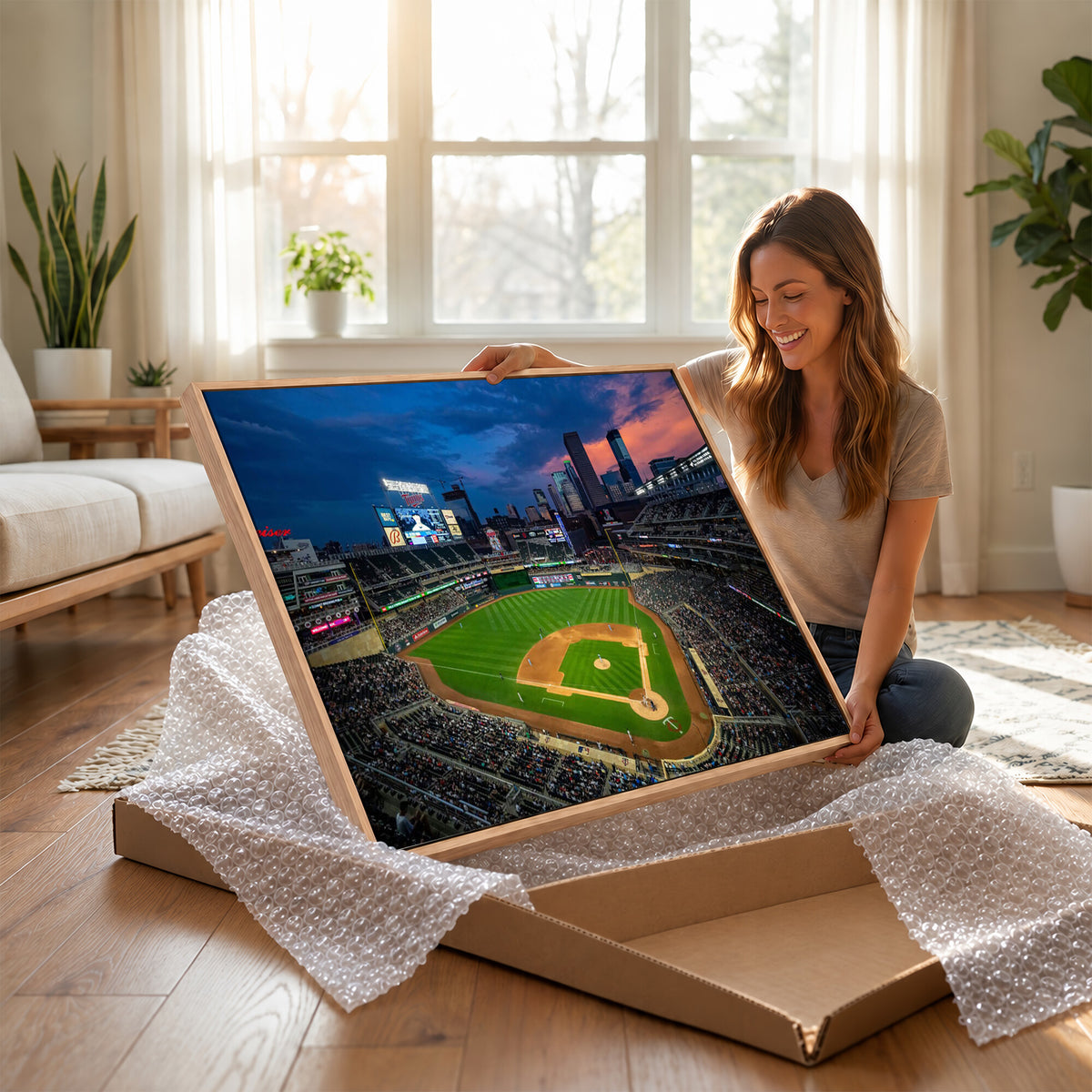68222753-MGV-CV-36X24 - Target Field Wall Art Canvas Print, Baseball Stadium Scene