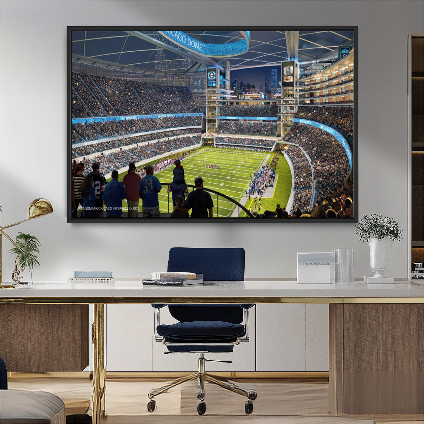 MGV-FC-36X24 - Chicago Bears Soldiers Field Wall Art Canvas Print – Framed Football Stadium Artwork for Sports