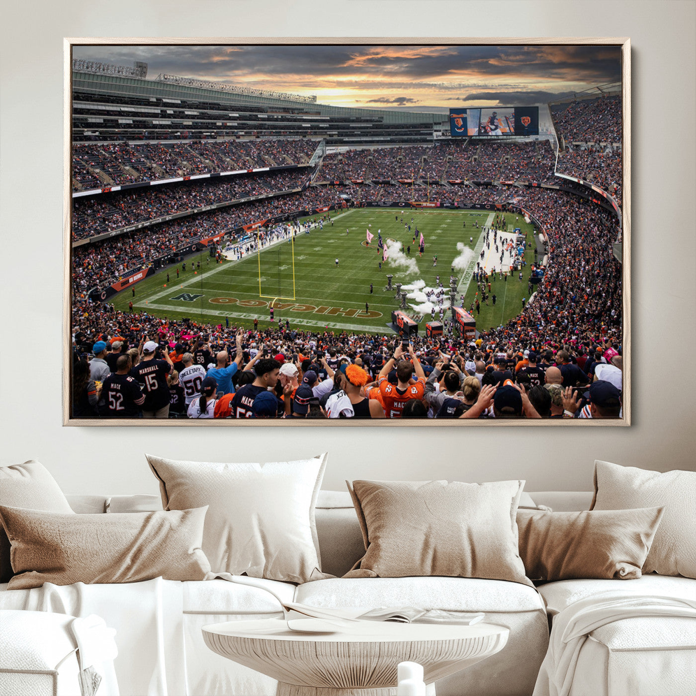 87578930-MGV-CV-36X24-Chicago Bears Soldiers Field Wall Art Canvas Print – Framed Football Stadium Artwork for Sports Fans, Soldier Field Skyline Canvas Decor for Game Room or Man Cave