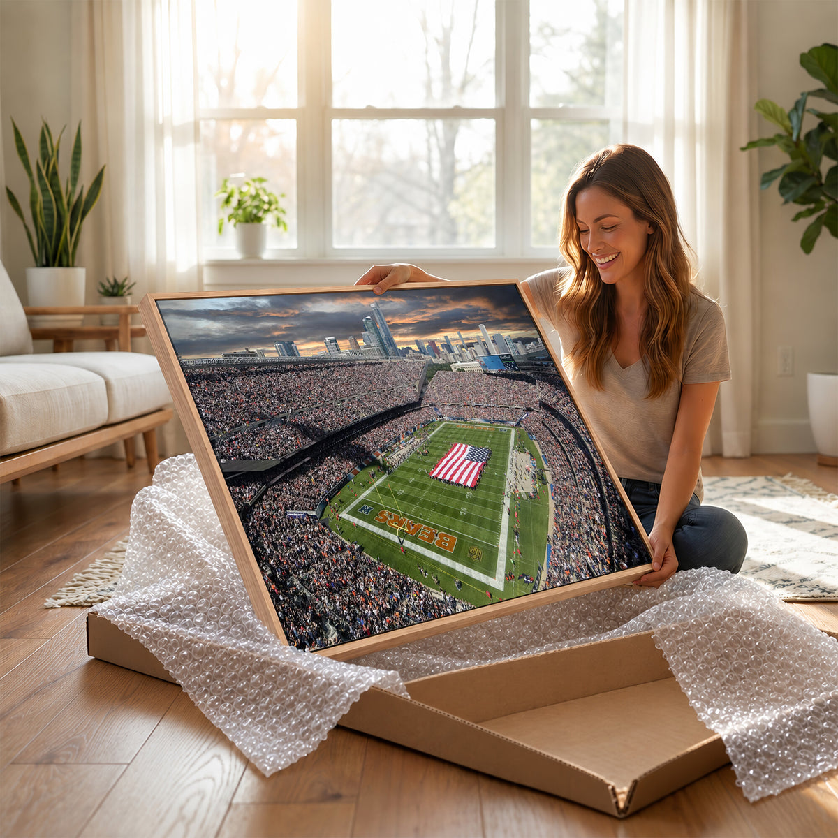 98106777-PAN-FL-20X10 - Chicago Bears Soldiers Field Wall Art Canvas Print, Extra Large Game Room Wall Decor