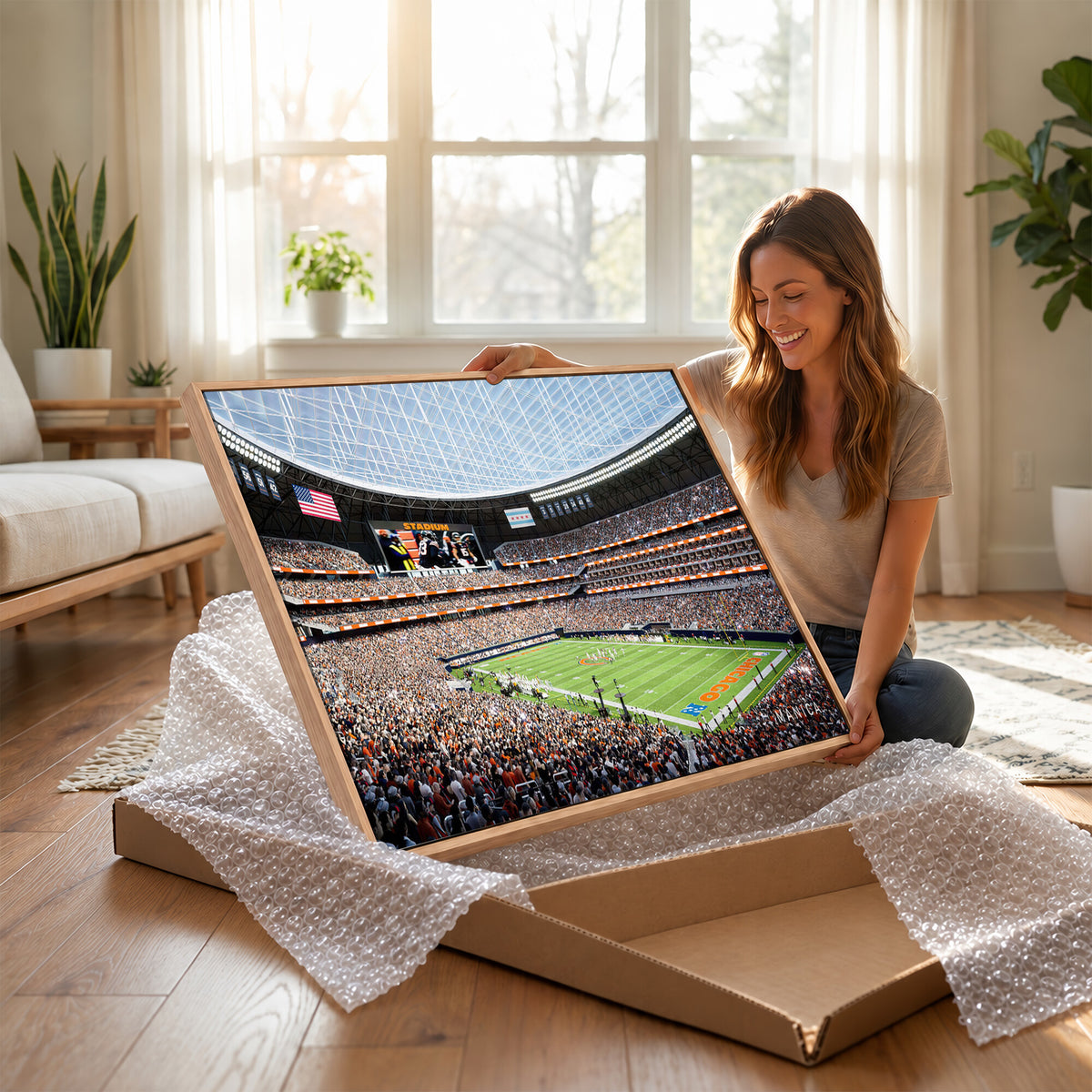 32530647-PAN-FL-20X10 - Chicago Bears Soldiers Field Wall Art Canvas Print, Framed and Ready to Hang
