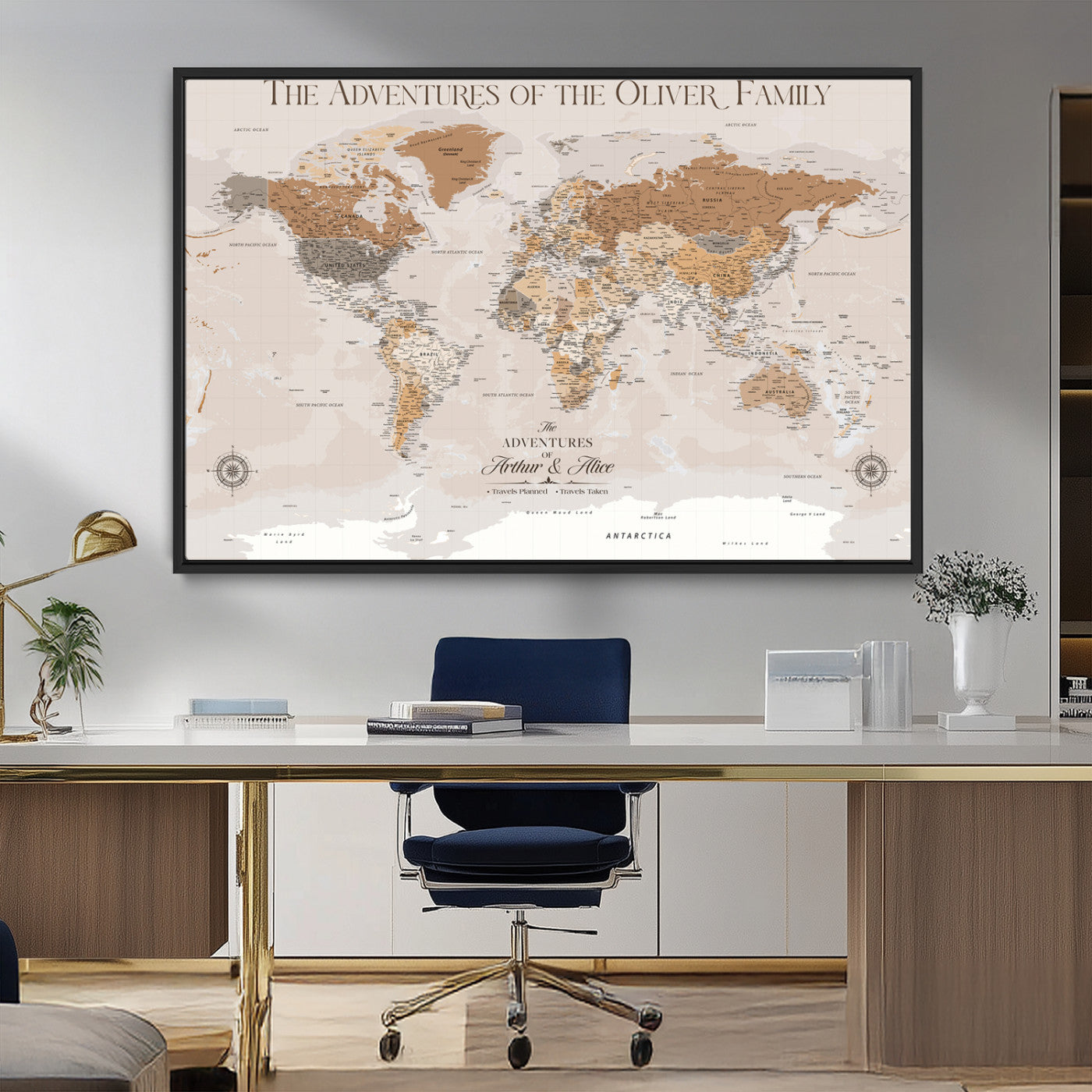 MGV-FC-36X24 - World Travel Map with Pins – Push Pin Maps of Where I've Been, Framed Wall Map for Travel Memories,