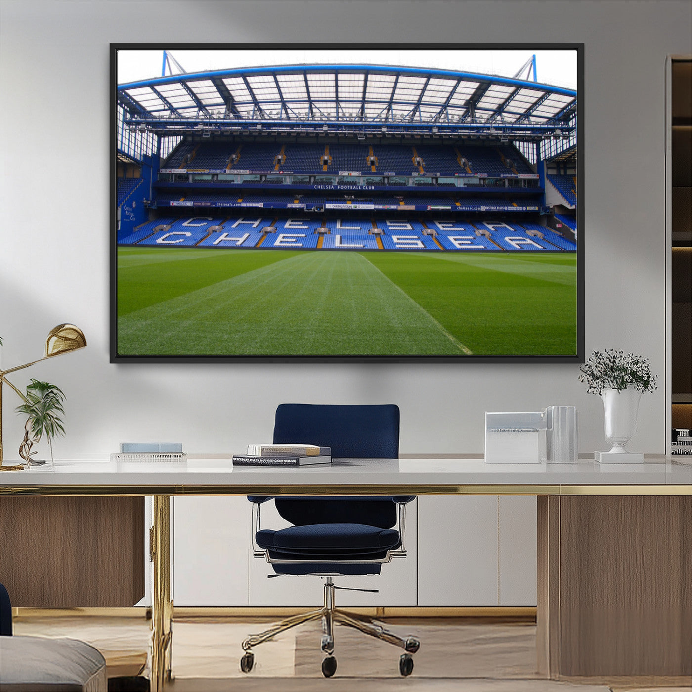 38616413CHELSA-MGV-CV-36X24-Stamford Bridge Chelsea Football Stadium Canvas Wall Art Print – Immersive Stadium Experience for Soccer Fans – Ready to Hang
