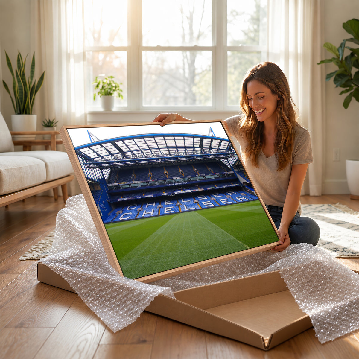 38616413CHELSA-MGV-CV-36X24 - Stamford Bridge Chelsea Football Stadium Canvas Wall Art